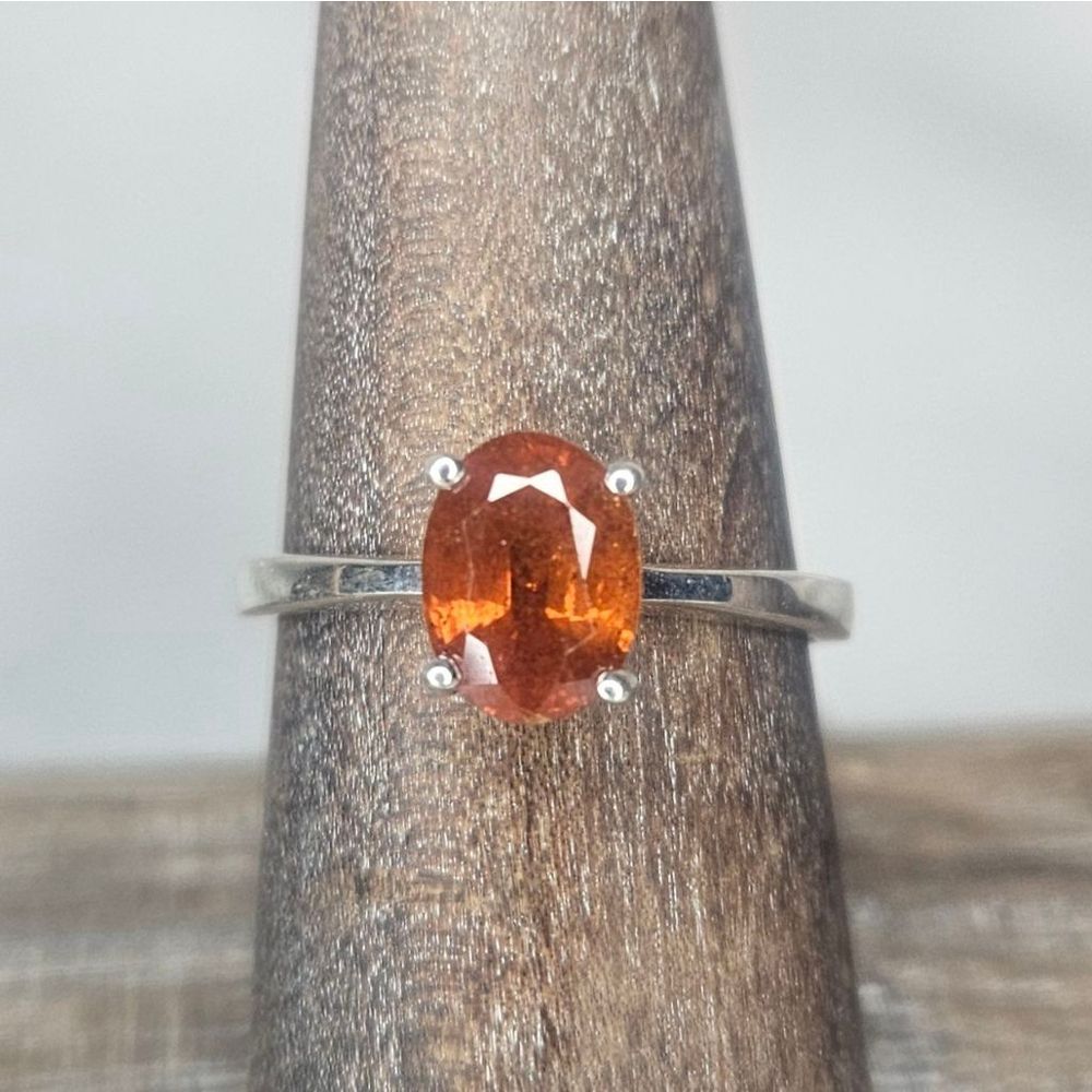 Genuine Natural Orange Kyanite Ring 1.5 Carat Untreated Sterling Silver Fine Gem
